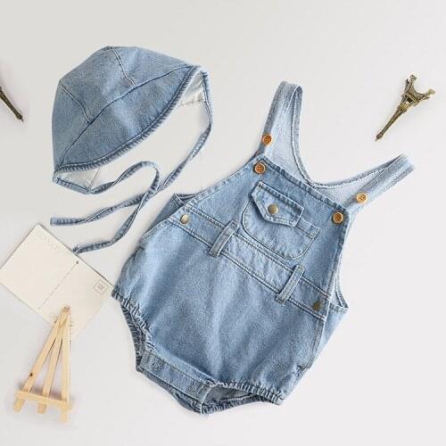 Toddler Baby Rompers Casual Korean Denim One-Pieces for Girl Child Boys Bodysuits Summer Newborn Kids Clothing 2020 New Arrival