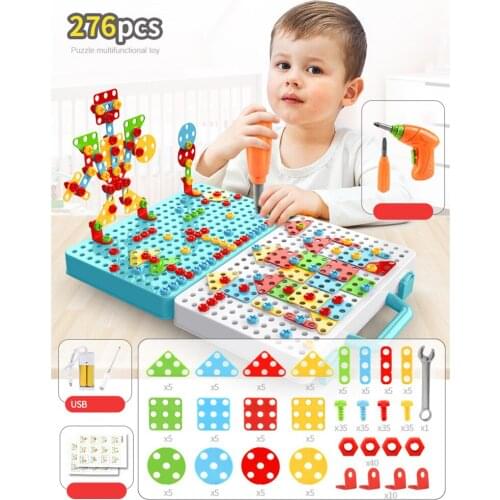 Kids Drill Screw Nut Puzzles Toys Pretend Play Tool Drill Disassembly Assembly Children Drill Puzzle Toys For Boy