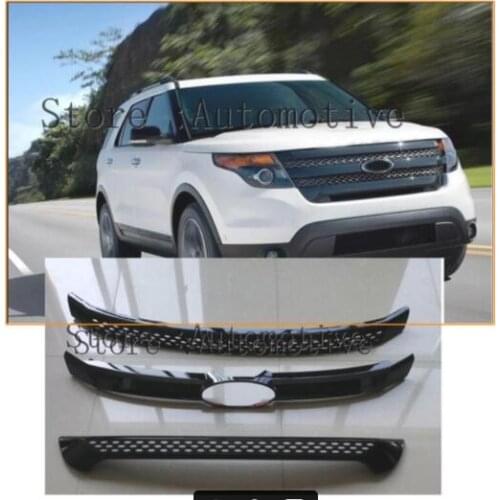 For Ford Explorer 2011 2012 2013 2014 ABS Chrome Front Center Grille Grill Cover Trim 3pcs/set