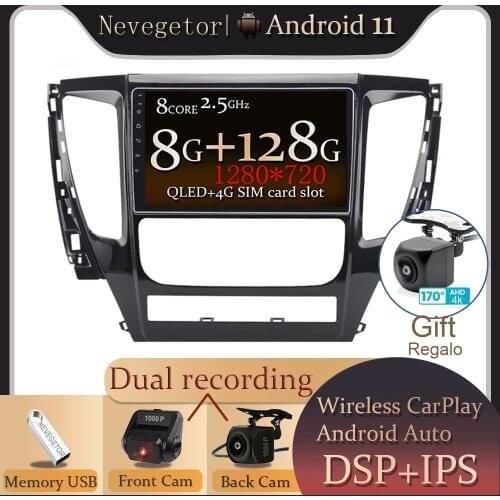 DSP 8G+128G Android 11 4G Car Radio Multimedia Player For Mitsubishi Pajero Sport 3 2016-2018 GPS no 2din autoradio Accessories