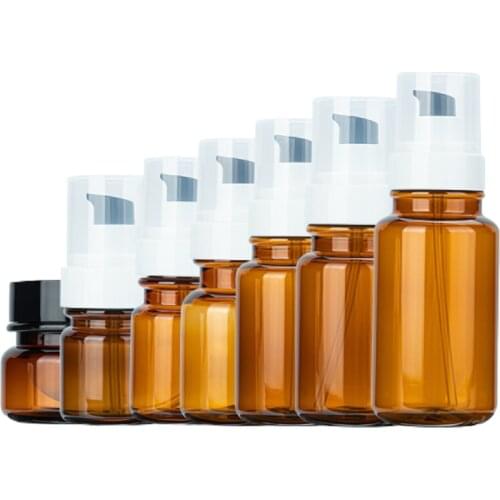 Empty 40/60/80/100/120/170ML Lotion Cream Bottle Amber Cosmetic Container PET Dispenser Emulsion Lotion Refillable Pump Bottle