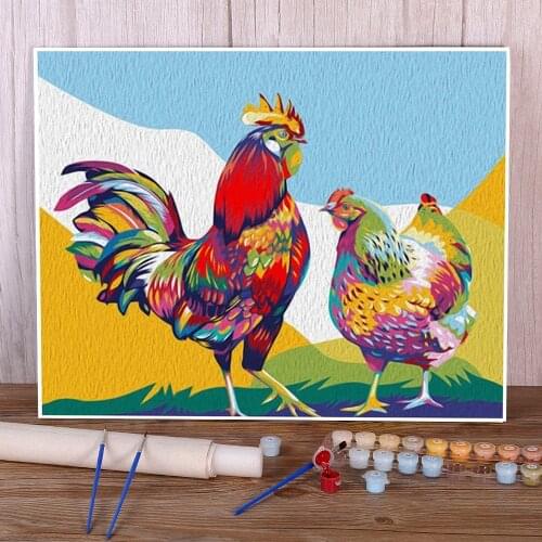 Animal Chicken Paint By Numbers Set Oil Paints 40*50 Picture By Numbers Photo Wall Decoration Adults Wholesale Drawing