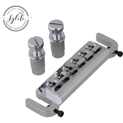 Brass Saddles Turn over Guitar bridge Tailpiece For Electric Guitar Chrome