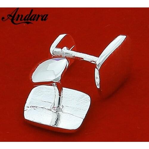 Hot Sale Silver Square Cufflink Men Silver Color Shirt Cufflink Fashion Shirt Buttons Women Cufflinks Jewelry