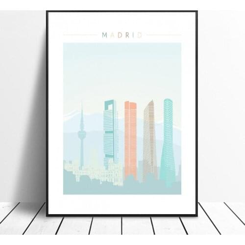 Madrid Skyline Canvas Print Wall Art Poster Picture Modern Minimalist Bedroom Living Room Decoration No Frame
