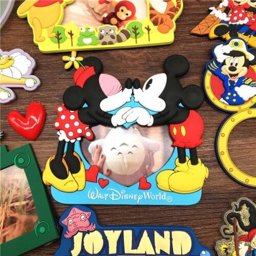 Disney Fridge Magnet Home Decoration Mickey Minnie Frame Soft Rubber Fridge Magnetic Sticker
