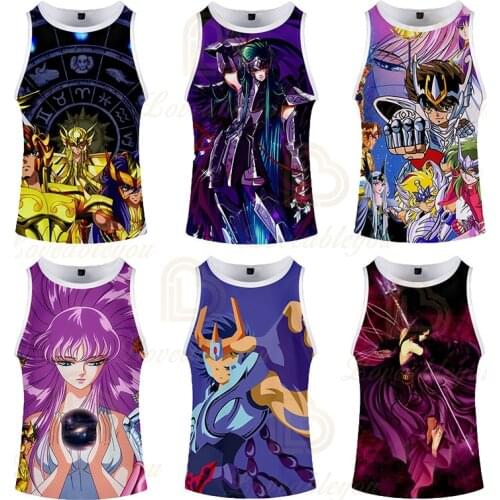 Newest Anime Saint Seiya Tank Tops Harajuku Hipster 3d Printed Vest Unisex Summer Style for Men and Women Casual Vest