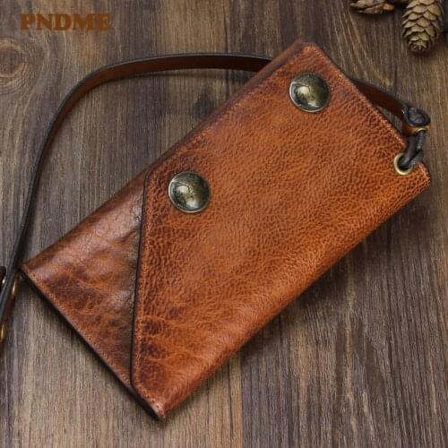 Fashion designer natural cowhide anti-theft multi-card holder clutch wallet retro casual genuine leather womens phone purse
