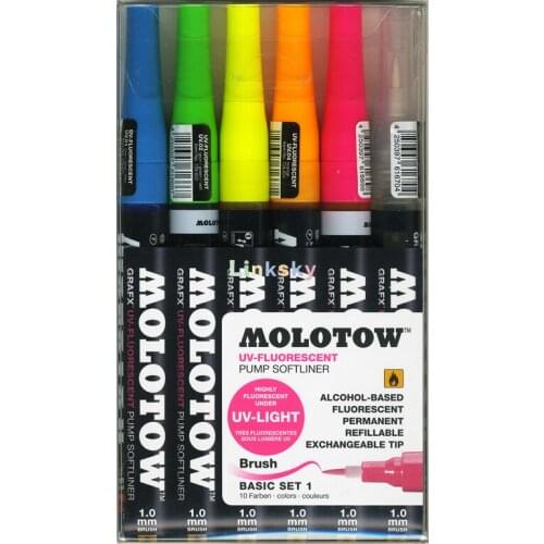 Molotow Grafx UV-Fluorescent Pump Softliner Basic Set,1mm Nib,Fluorescent 1mm MolotowPour Le Graffiti, Le Street Art Ou Tous Vos