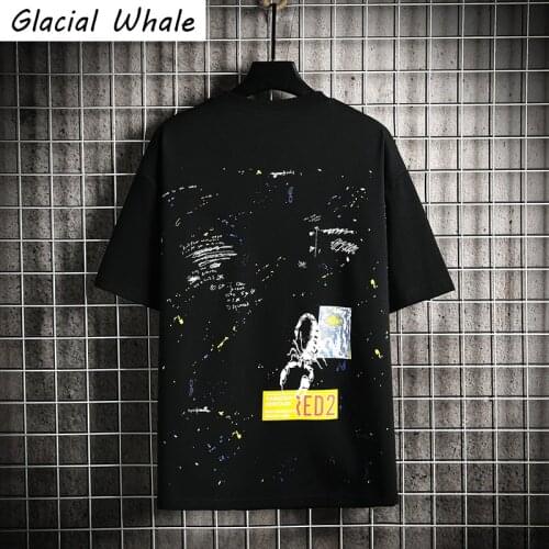 GlacialWhale Mans T-shirt Men 2021 Oversized Anime Graffiti Hip Hop Japanese Streetwear Tshirt Male Harajuku Black T Shirt Men