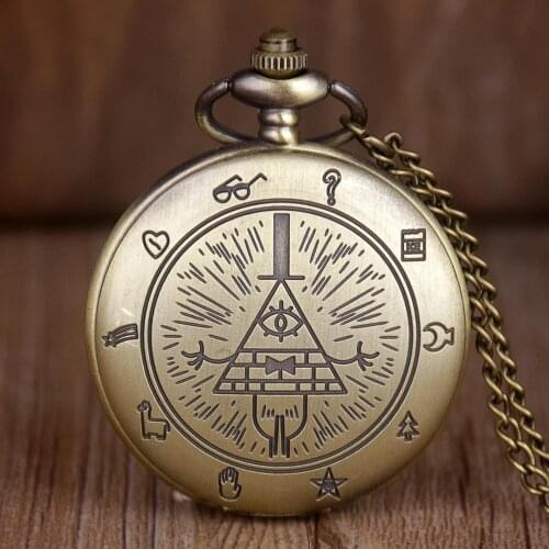 New Vintage Bronze Quartz Pocket Watch Analog Pendant Unisex Watches with Fob Chain CF1034