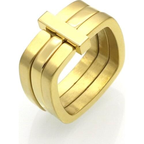 New Cross Rings For Women Punk Style Square Stainless Steel Rings Anel Feminino anillos Men Jewelry