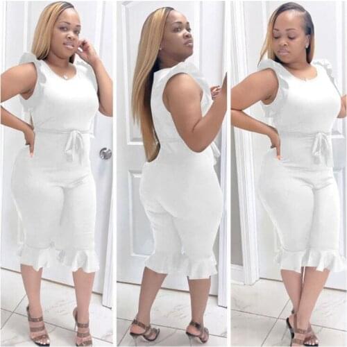 TNNAOFF Plus Size Solid Bodycon Playsuits for Women Summer Fashion Sleeveless Bandage One Piece Streetwear Club Casual Rompers