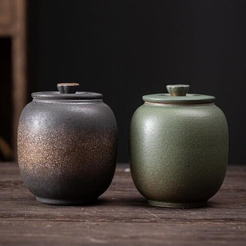 Unsealed Japanese Gilding Iron Glaze Small Size Ceramic Pot White Tea Pu'er Waking Up Tea Jar Storage Tea Warehouse Tea Storage