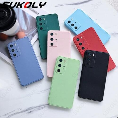 For Huawei P40 Pro P30 P20 Mate 40 30 20 Pro Nova 7i P SMART Z Shockproof Soft Rubber Bumper Cover Plain Square Silicone Case
