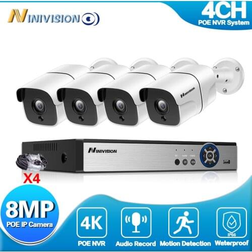 Motion Detection H.265+ 4K POE NVR Audio CCTV System 8MP 36pcs IR-LEDs IP Cameras Outdoor Video Surveillance Security System Set