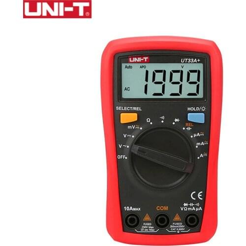 UNI-T Digital Display Multimeter Palm Size Backlight UT33A+ Multimeter LCD AC DC +2mF Capacitance LCD High Precision Tester