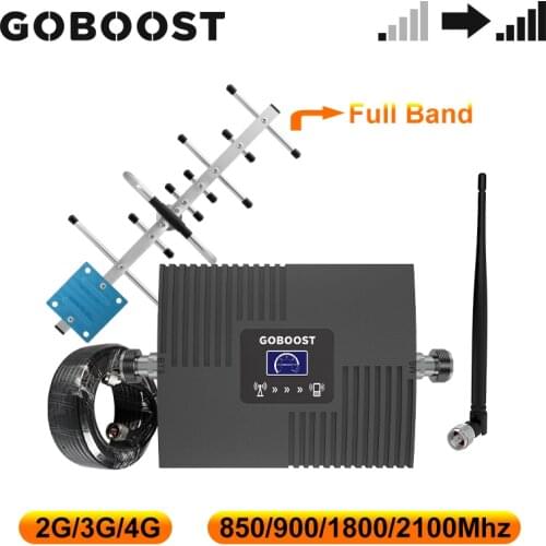 GOBOOST Signal Booster 2g GSM 850 900 4g LTE 1800 3g UMTS 2100 MHz Repeater Cell Phone Cellular Amplifier With Antenna 10M Kit