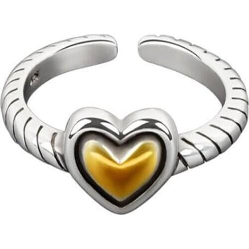 Vintage Style Heart-Shaped Finger Open Ring Silver Color Metal Ring for Women Party Jewelry Accessories