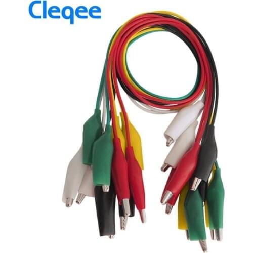 Cleqee P1025 10pcs Alligator Clips Electrical DIY Test Leads Alligator Double-ended Crocodile Clips Roach Clip Test Jumper Wire