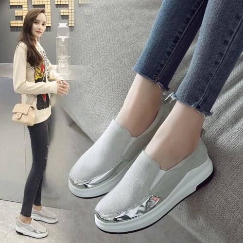 Women White Shoes Hidden Heel Wedges Shoes Casual Slip on Ladies Loafers Spring PU Fashion All-Match Female Autumn Shoe Loafer