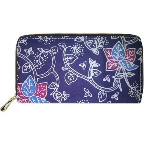 Women Purse Polynesian tribal style Printed custom Long PU Leather Wallets Ladies Luxury Design Money Bags for Credit Card