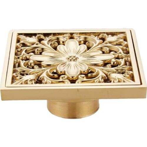 1pc Hot selling Copper-plated European-style Deodorant Copper Core Floor Drain Bathroom Kitchen Gold Floor Drain