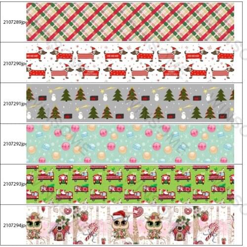 10 Yards Christmas Tree Animal Car Checkered Grosgrain Ribbon DIY Handmade Material Headdress Cake Packaging