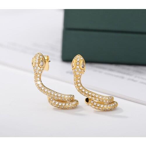 2021Trend Exquisite Fashion Earrings Zircon Snakelike Curve Studs Suitable Women Girls Wedding Party Jewelry Valentine Female