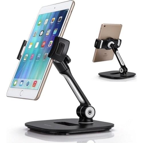Aluminum Tablet Stand, Cell Phone Stand, Folding 360degree Swivel for iPad iPhone Desk Mount Holder fits 4-11" Tablet samsuang