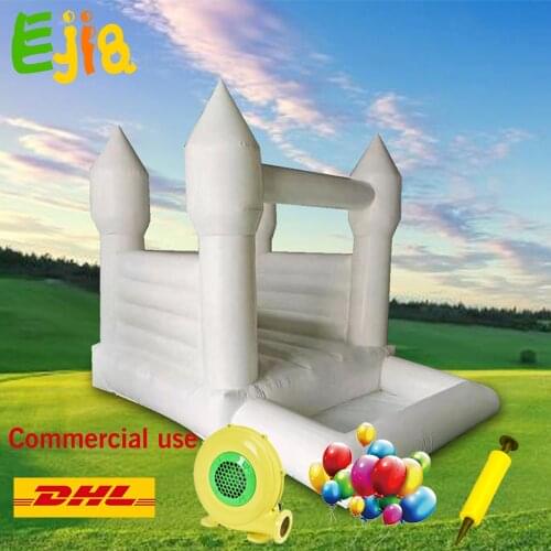 Mini White Bouncer House With Balls Pit Pool Small Inflatable Bouncing Castle With Air Blower For Kids Party Wedding