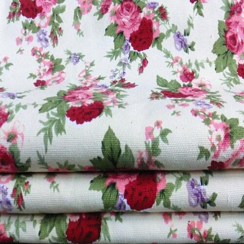 Free shipping Rose cotton canvas cloth curtain fabric sofa cushion windows and tablecloths