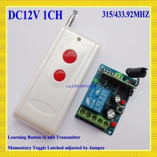 1000M12V 1CH wireless remote control switch receiver board & transmitter remote controller Learning code 315/433MHZ