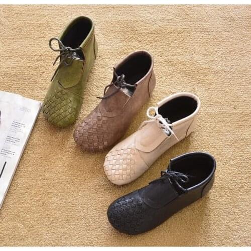 Shoes Woman Fall/Winter Flat Heel Short Boots Womens Flat Boots Short Ankle Boots Round Toe Snow Boots Fashion Luxury