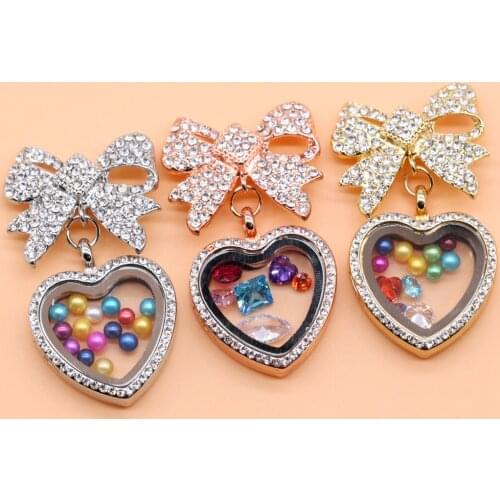 Heart Pearl locket Brooch for gems and baby pearls beads bulk price wholesale Bow brooch
