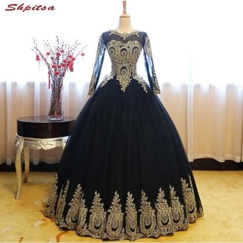Black Long Sleeve Lace Quinceanera Dresses Ball Gown Girls Masquerade Ball Gowns Sweet 16 Dresses vestidos de 15 anos debutantes