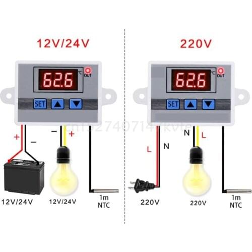 12V 24V 220V W3002 Digital Temperature Controller 10A LED Thermostat Regulator For Sale