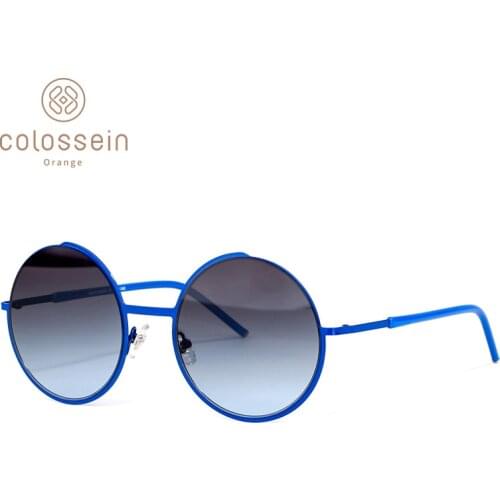 COLOSSEIN Sunglasses Women Retro Polarized Round Brand Designer Gradient Sun Glasses For Men Metal Fishing Style UV400 Eyewear