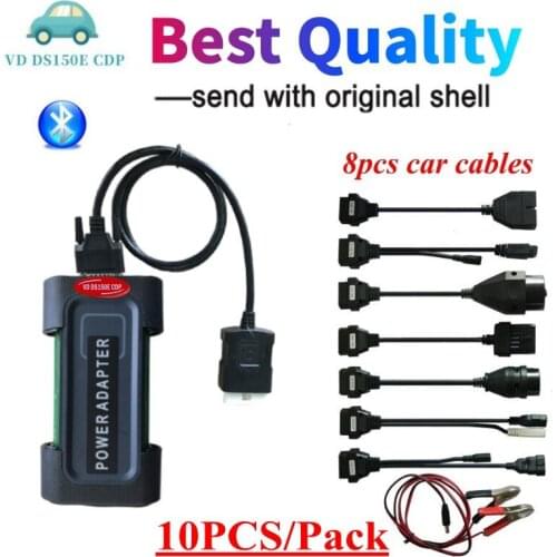 DHL 10PCS With shell VD DS150E CDP vd tcs cdp 2016.R0 2017.r1 bluetooth for delphis obd2 OBDII scanner diagnostic tool