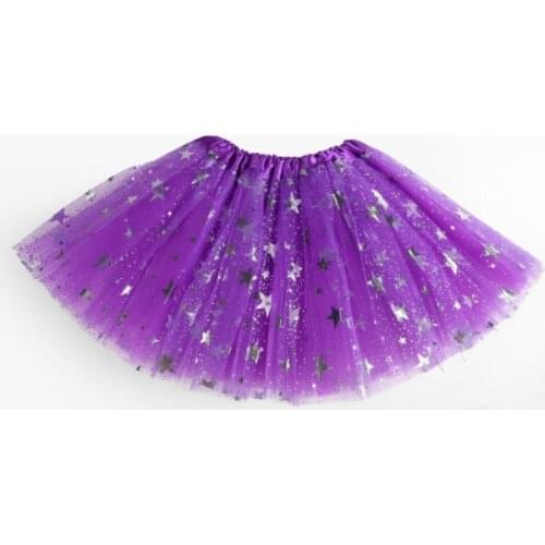 Purple Baby Kids skirt Girls Princess Stars Glitter Dance Tutu Skirt Sequins Party Dance Ballet Tutu Printed stars Skirts