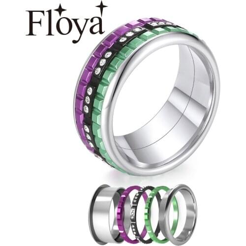 Floya Hundred Matching Band Rings Interchangeable Femme Bijoux Baguette Chocolate Arctic Symphony Collection Multi Ring Free Box