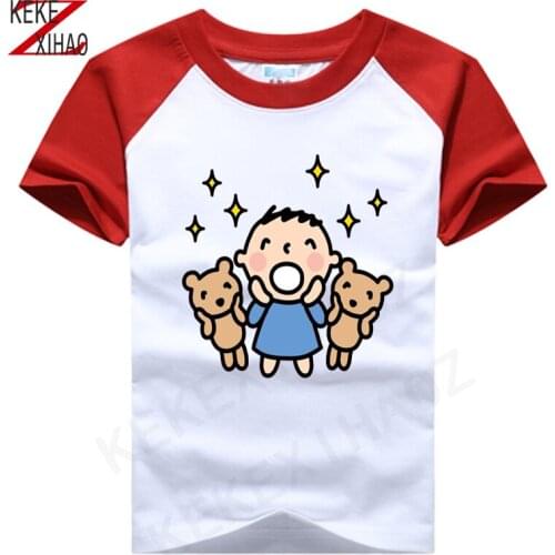 2 3 5 6 7 8 Years Minna no Tabo With His Partner Girls T-Shirt Boys Short Sleeve Tee Tops Kids Cartoon Printing Clothes Birthday