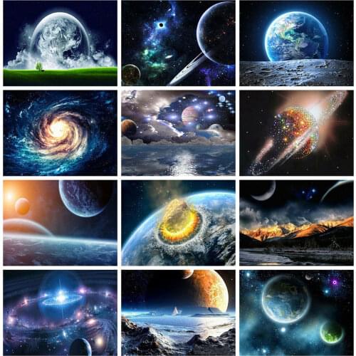 HUACAN Diamond Painting Full Round Square Universe 5D DIY Diamond Embroidery Landscape Rhinestones Mosaic Wall Art