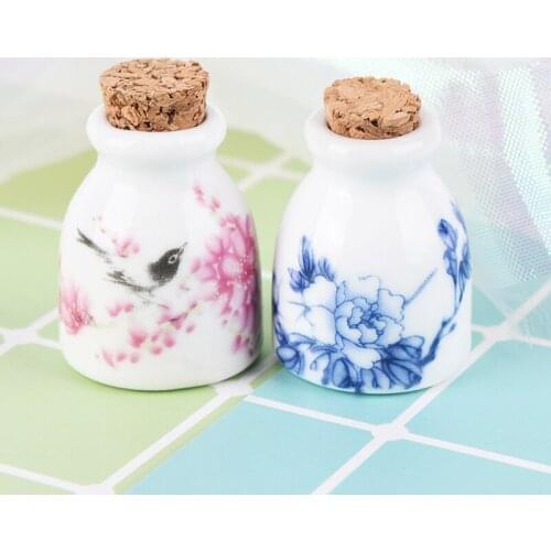 DIY Nail Art Tools Peony/Magpie Mini Ceramic Glass Dappen Dish Bowl Cup With Wood Lid Acrylic Liquid Glitter Powder Bottle