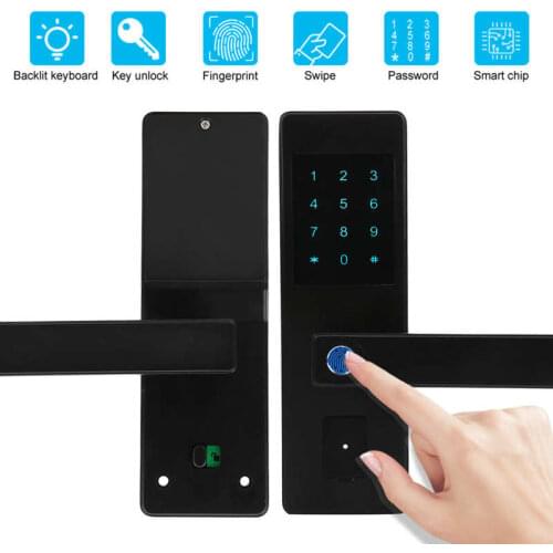 Intelligent Door Lock Fingerprint Password IC Card Bluetooth APP Unlock with 2 Mechanical Keys