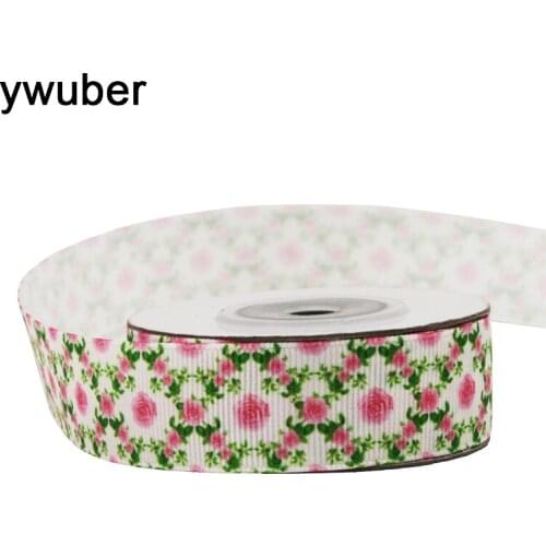 [IuBuFiGo] 25yard 7/8" 22mm Flower Printed Grosgrain ribbon DIY Handmade Tape