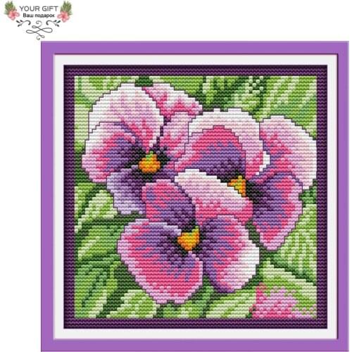 Joy Sunday H409 Free Shipping 14CT 11CT Stamped and Counted Home Decor Pansy Flowers Needlepoints Embroidery DIY Cross Stitch