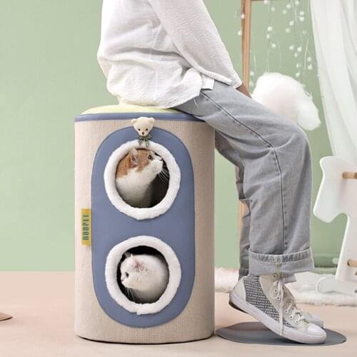 Cat Climbing Frame Cat Litter Cat Scratcher Cat Tree One Double-layer Warm Cat Scratch Cat Climbing Column Closed Cat House Four
