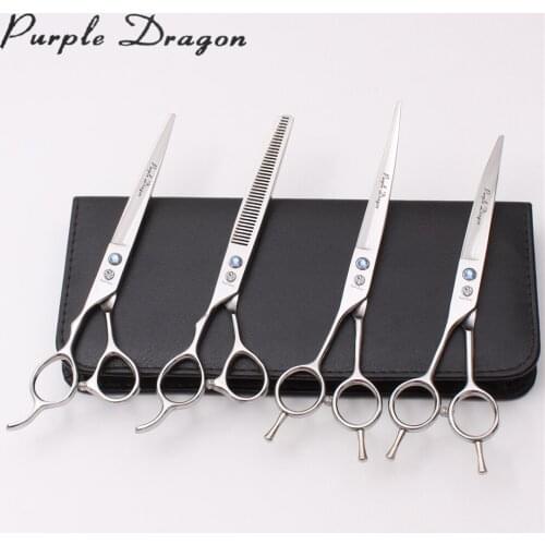 Left-Hand 7" 19.5cm Z3006 Purple Dragon Dogs Clippers Cats Grooming Scissors Cutting Scissors Thinning Shears Pets Scissors Suit