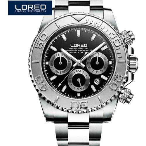 Mechanical Watches Men Business Male Wrist Watch LOREO 316L stainless steel 200M Waterproof clock Relogio Automatico Masculino